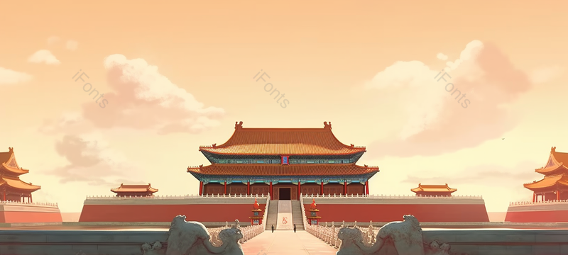 橙色背景中国故宫建筑午门国庆节插画,插画/手绘图,插画/手绘图库,插画/手绘图下载,插画/手绘